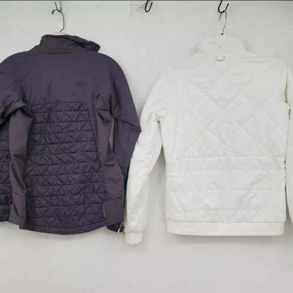 Lot Of 2 The North Face Women's Purple White Full Zip Quilted Jacket Coat XS